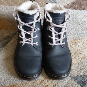 Dr. Martens Black Winter Boots with White Laces